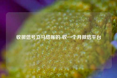 收微信号立马结账的-收一个月微信平台